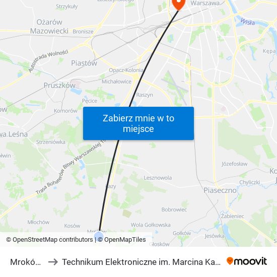 Mroków 01 to Technikum Elektroniczne im. Marcina Kasprzaka nr 36 map