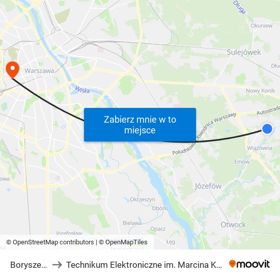 Boryszew 02 to Technikum Elektroniczne im. Marcina Kasprzaka nr 36 map