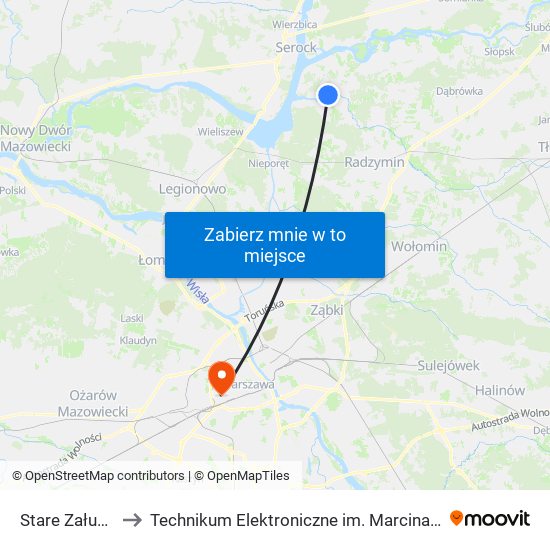 Stare Załubice 01 to Technikum Elektroniczne im. Marcina Kasprzaka nr 36 map