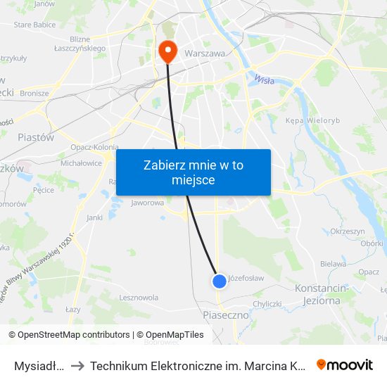 Mysiadło 03 to Technikum Elektroniczne im. Marcina Kasprzaka nr 36 map