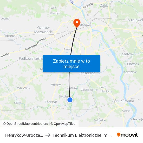 Henryków-Urocze Gromadzka 01 to Technikum Elektroniczne im. Marcina Kasprzaka nr 36 map