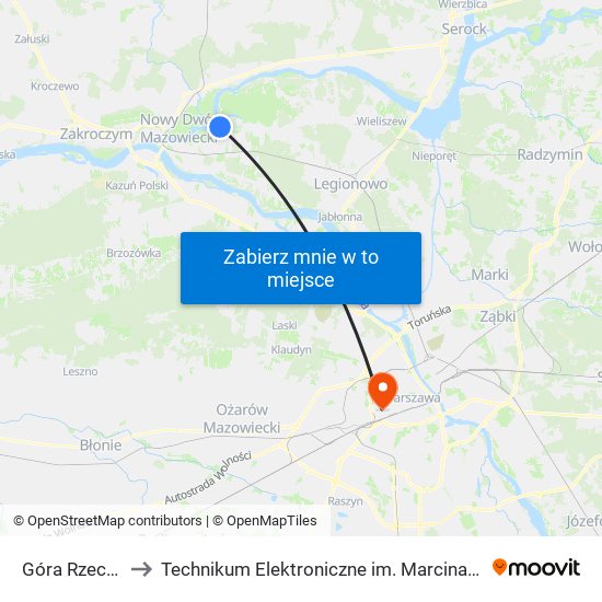 Góra Rzeczna 01 to Technikum Elektroniczne im. Marcina Kasprzaka nr 36 map