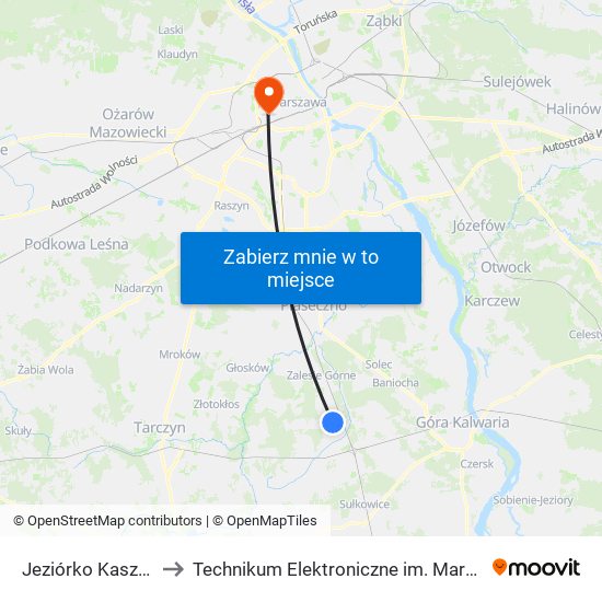 Jeziórko Kasztanowa 01 to Technikum Elektroniczne im. Marcina Kasprzaka nr 36 map