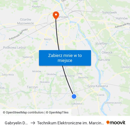 Gabryelin Dobra 01 to Technikum Elektroniczne im. Marcina Kasprzaka nr 36 map