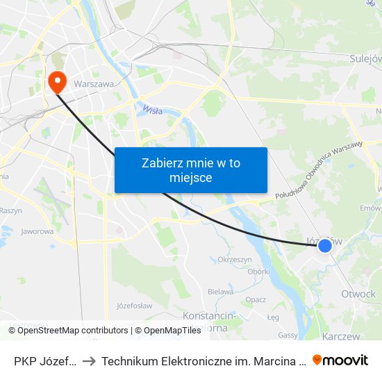 PKP Józefów 01 to Technikum Elektroniczne im. Marcina Kasprzaka nr 36 map