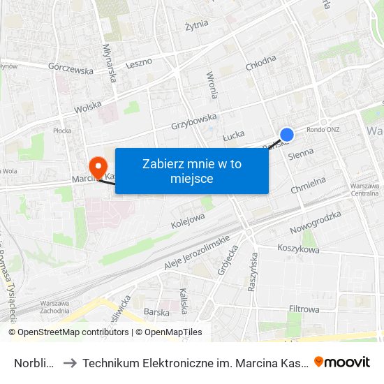 Norblin 03 to Technikum Elektroniczne im. Marcina Kasprzaka nr 36 map