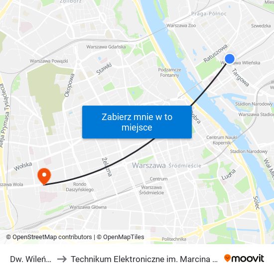 Dw. Wileński 02 to Technikum Elektroniczne im. Marcina Kasprzaka nr 36 map