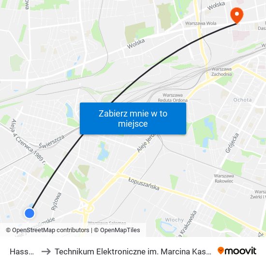 Hassa to Technikum Elektroniczne im. Marcina Kasprzaka nr 36 map