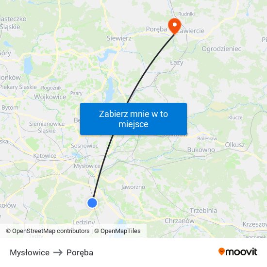 Mysłowice to Poręba map
