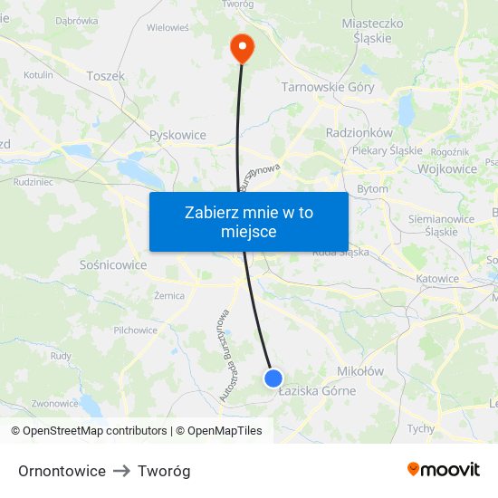 Ornontowice to Tworóg map