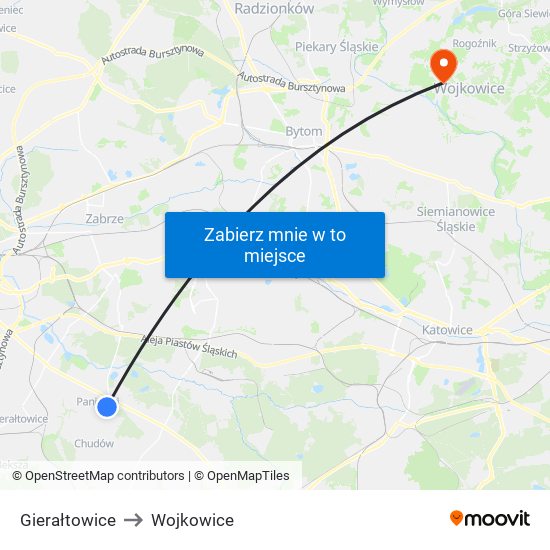 Gierałtowice to Wojkowice map