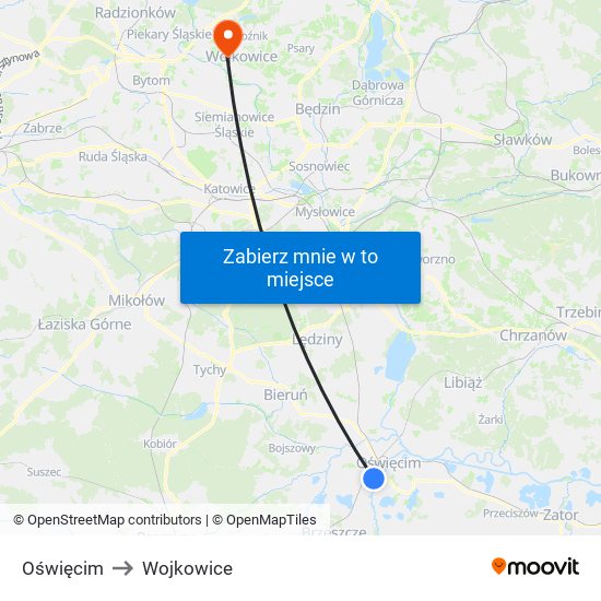 Oświęcim to Wojkowice map
