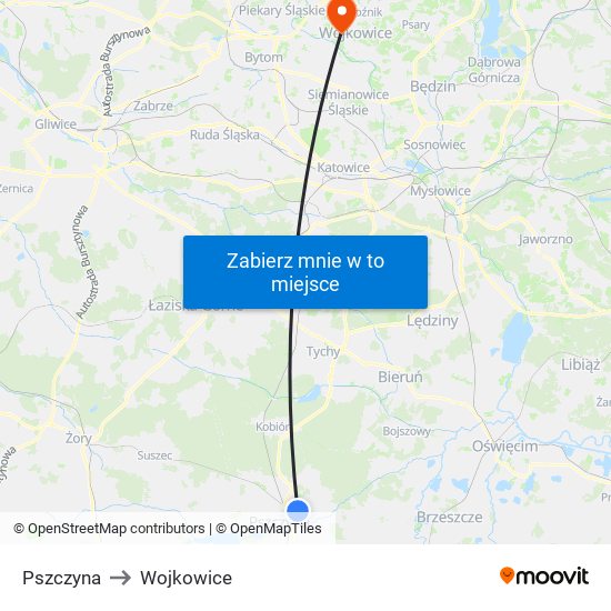 Pszczyna to Wojkowice map