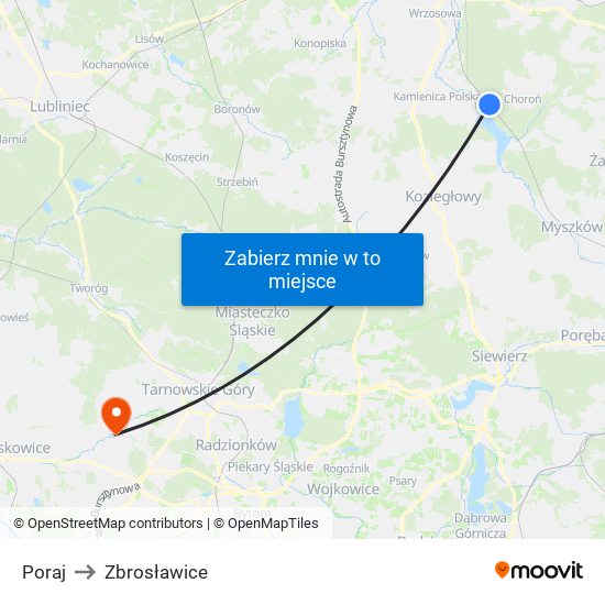 Poraj to Zbrosławice map