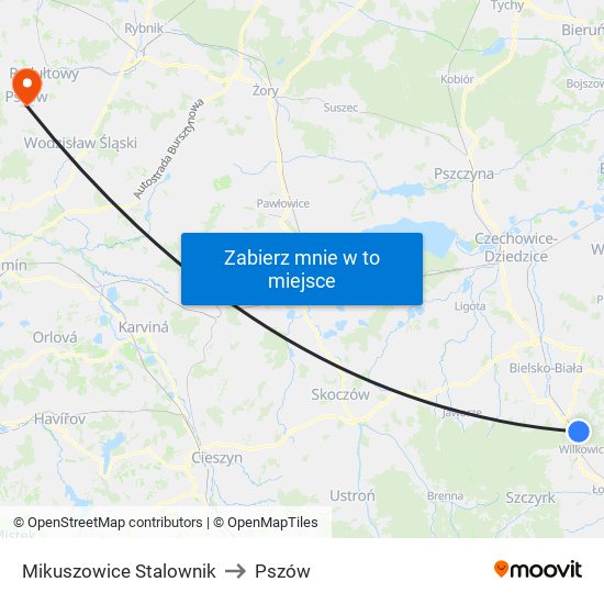 Mikuszowice Stalownik to Pszów map