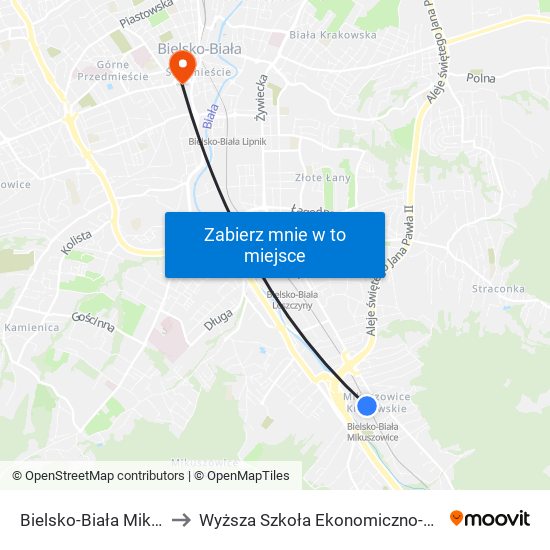 Bielsko-Biała Mikuszowice to Wyższa Szkoła Ekonomiczno-Humanistyczna map