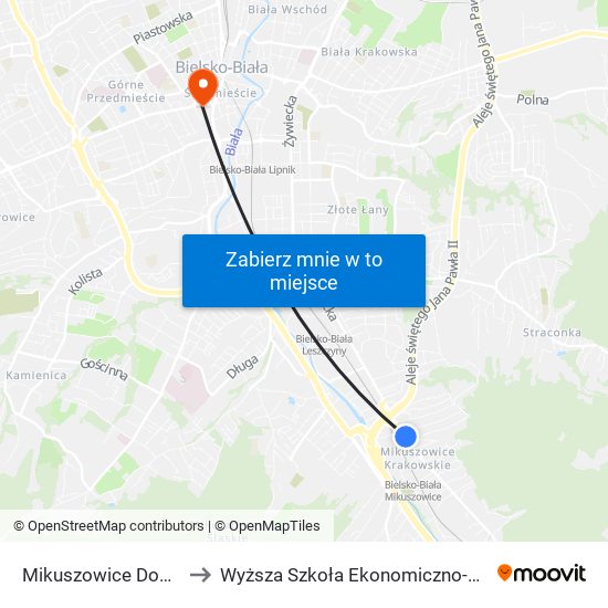 Mikuszowice Dom Ludowy to Wyższa Szkoła Ekonomiczno-Humanistyczna map