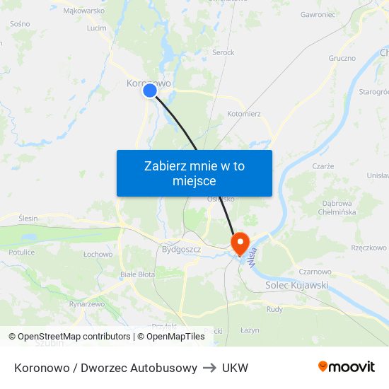 Koronowo / Dworzec Autobusowy to UKW map