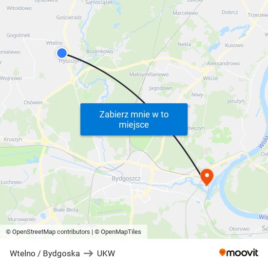 Wtelno / Bydgoska to UKW map