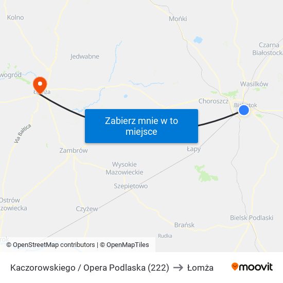 Kaczorowskiego / Opera Podlaska (222) to Łomża map