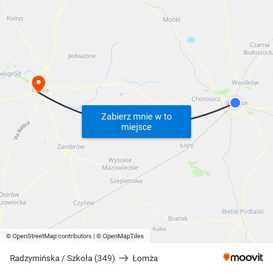 Radzymińska / Szkoła (349) to Łomża map