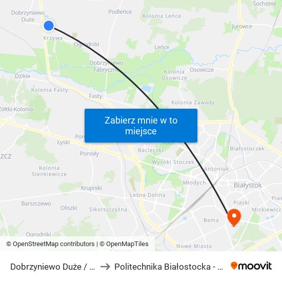 Dobrzyniewo Duże / Cegielnia (899) to Politechnika Białostocka - Wydział Elektryczny map
