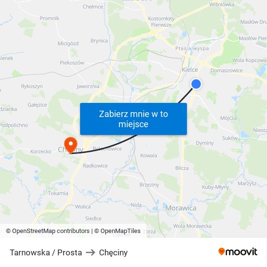 Tarnowska / Prosta to Chęciny map