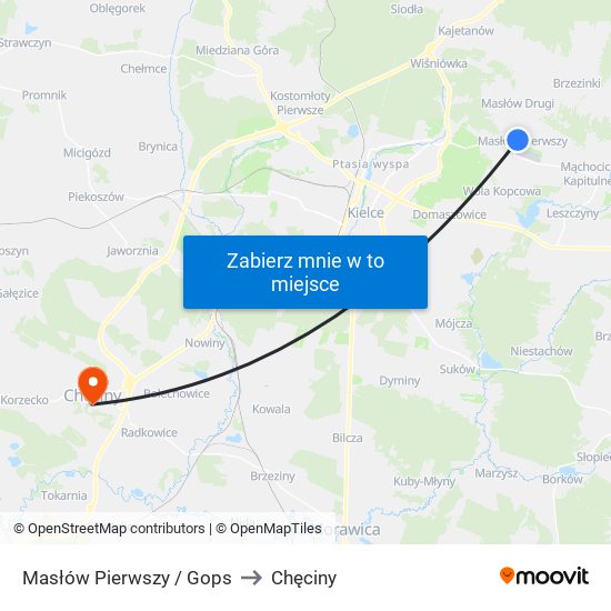 Masłów Pierwszy / Gops to Chęciny map