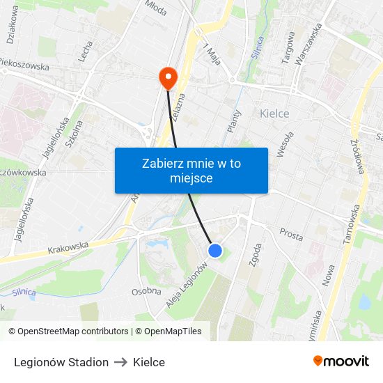 Legionów Stadion to Kielce map