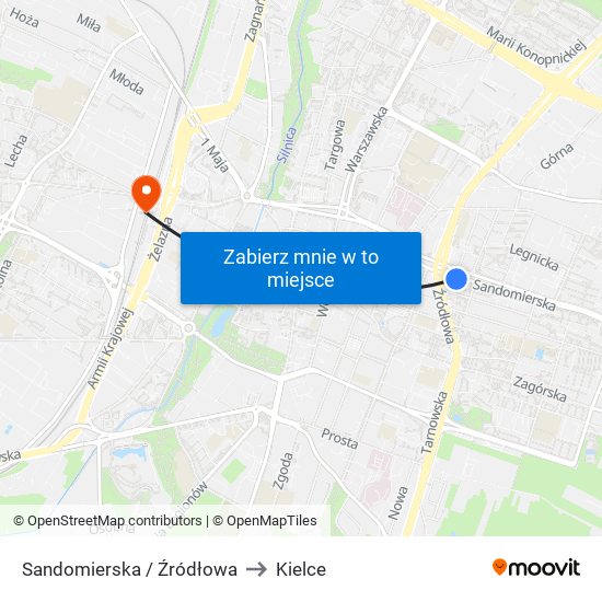 Sandomierska / Źródłowa to Kielce map