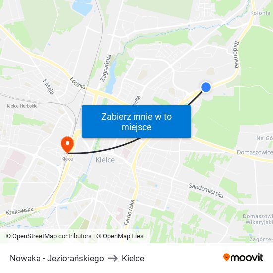 Nowaka - Jeziorańskiego to Kielce map
