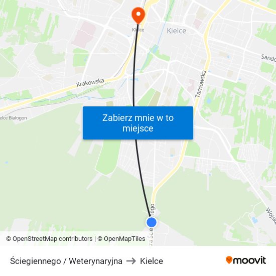 Ściegiennego / Weterynaryjna to Kielce map