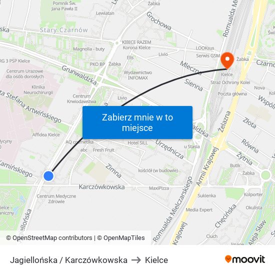 Jagiellońska / Karczówkowska to Kielce map
