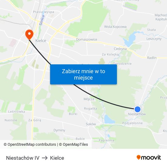 Niestachów IV to Kielce map