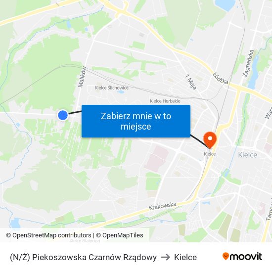 (N/Ż) Piekoszowska Czarnów Rządowy to Kielce map