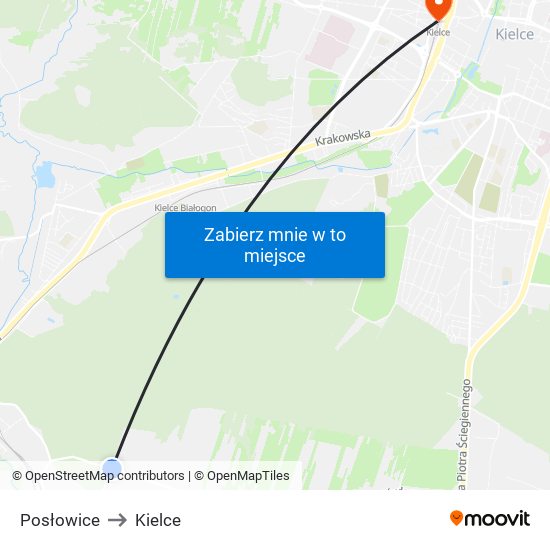 Posłowice to Kielce map