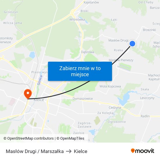 Masłów Drugi / Marszałka to Kielce map