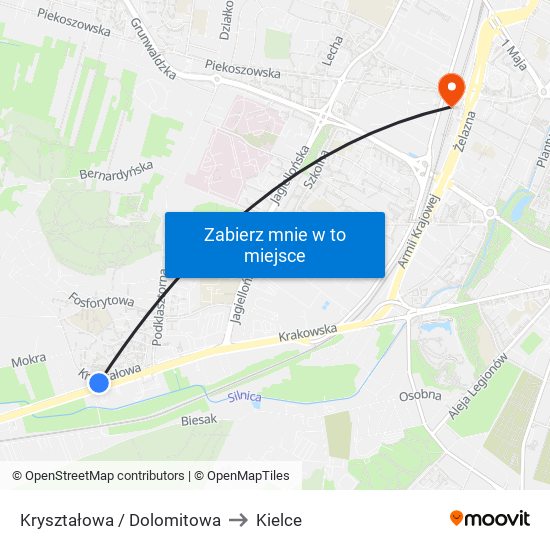 Kryształowa / Dolomitowa to Kielce map