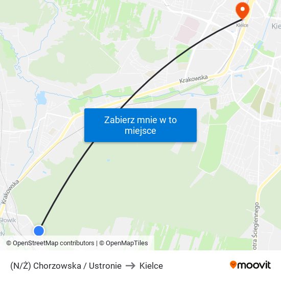 (N/Ż) Chorzowska / Ustronie to Kielce map