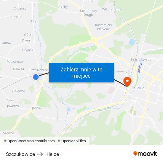 Szczukowice to Kielce map