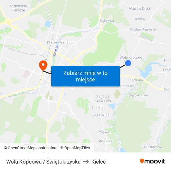 Wola Kopcowa / Świętokrzyska to Kielce map