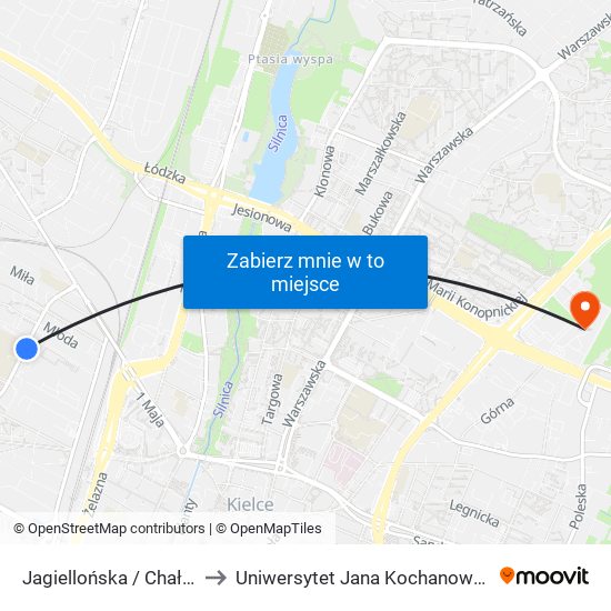 Jagiellońska / Chałubińskiego to Uniwersytet Jana Kochanowskiego Campus map