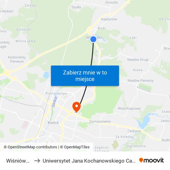 Wiśniówka I to Uniwersytet Jana Kochanowskiego Campus map