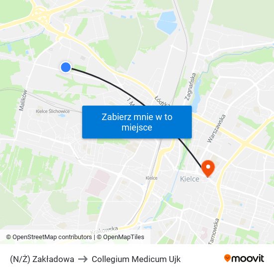 (N/Ż) Zakładowa to Collegium Medicum Ujk map