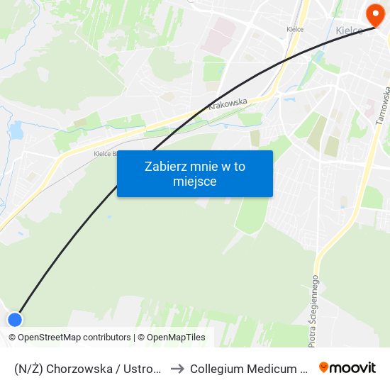 (N/Ż) Chorzowska / Ustronie to Collegium Medicum Ujk map