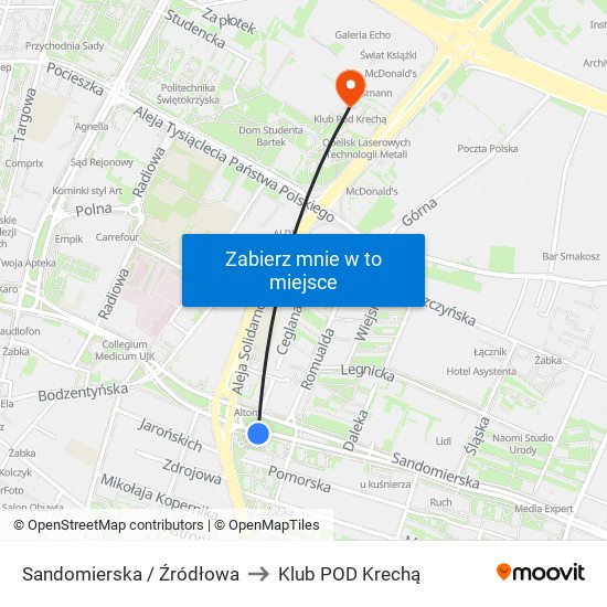 Sandomierska / Źródłowa to Klub POD Krechą map