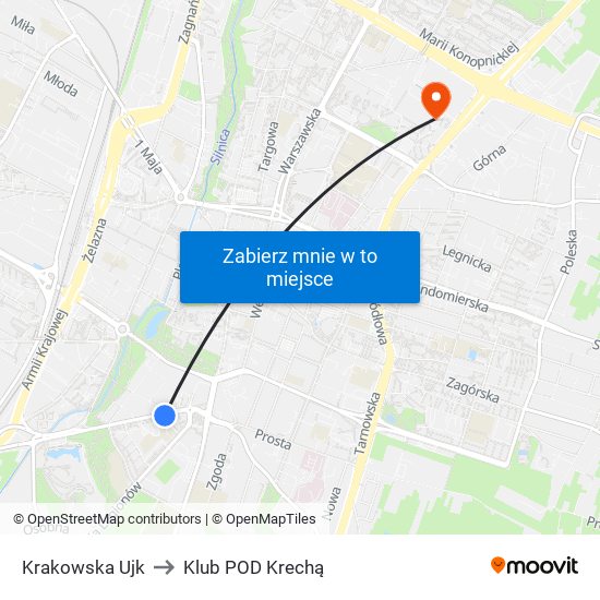 Krakowska Ujk to Klub POD Krechą map
