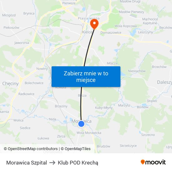 Morawica Szpital to Klub POD Krechą map