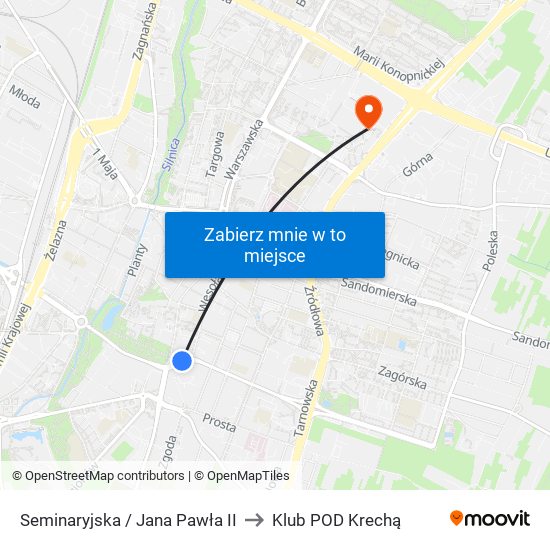Seminaryjska / Jana Pawła II to Klub POD Krechą map
