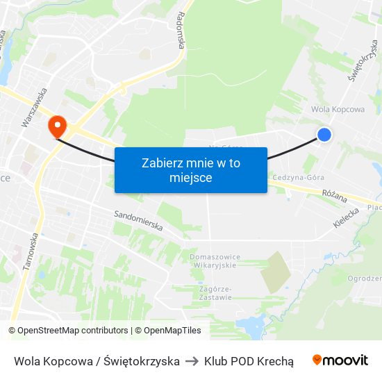 Wola Kopcowa / Świętokrzyska to Klub POD Krechą map